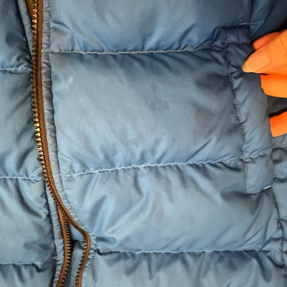 The North Face Boys Blue 550 Fill Goose Down Zip Up Jacket Coat Puffer LG 14/16 - Picture 7 of 8